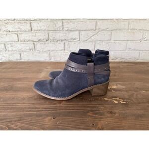 Clarks Somerset Studded‎ Suede Ankle Boots Womens Size 6 Blue Booties Shoes